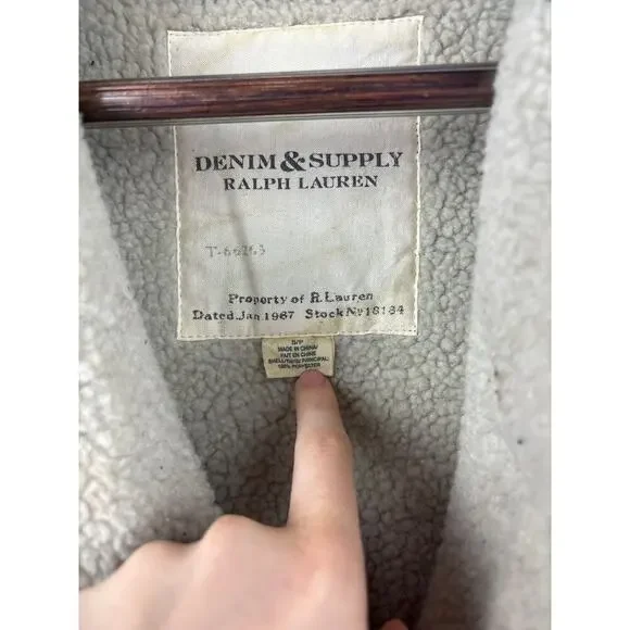 Women’s Denim & Supply Ralph Lauren Small Black Suede Fur Lined Jacket - Picture 5 of 5